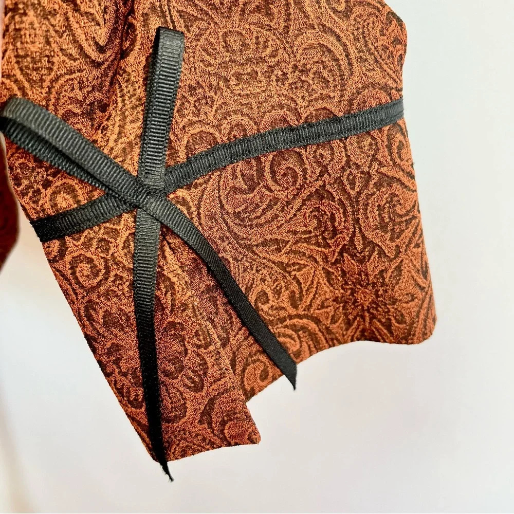 Drapers And Damons Rust Orange Floral Paisley Open Front Blazer Jacket Size 14 - Picture 6 of 12
